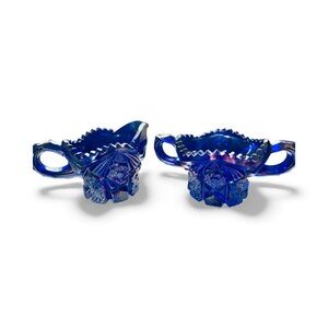 Westmoreland for Levay Cobalt Blue Carnival Glass Creamer & Open Sugar Set